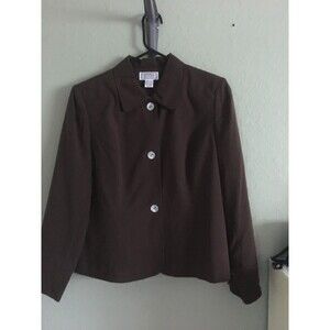 Jennifer Moore Women's Long Sleeve Collared Button Up Lining Silk Jacket Size14P